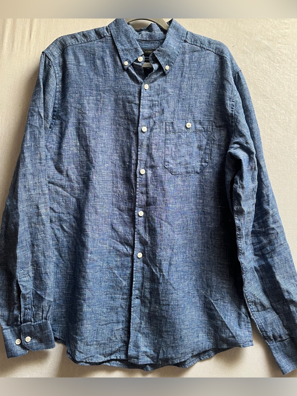 Le 31 Par Simons Mens Blue Button Down Long Sleeve Shirt M - 100 % Linen